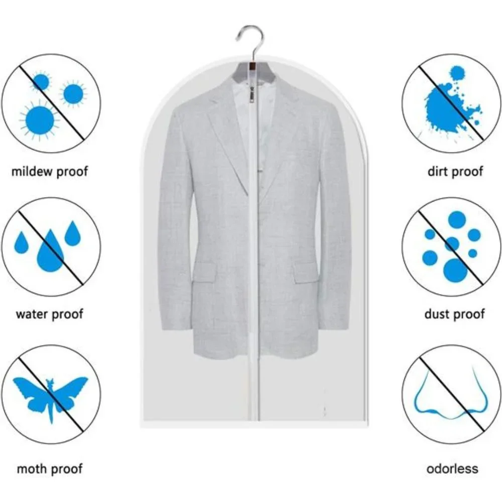 Clear Garment Bags Clothes Covers Protecting Dusts (Set of 12) for Storage Bags